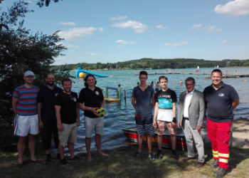 Ratzeburg ‚Aquapark‘ jetzt mit schwimmenden Wasserballtor
