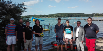 Ratzeburg ‚Aquapark‘ jetzt mit schwimmenden Wasserballtor