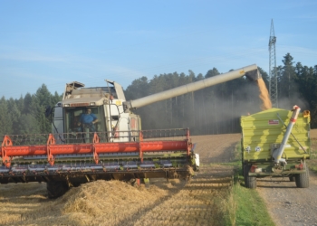 SH Netz warnt vor Gefahren beim Einsatz großer Erntemaschinen an und unter Strom-Freileitungen