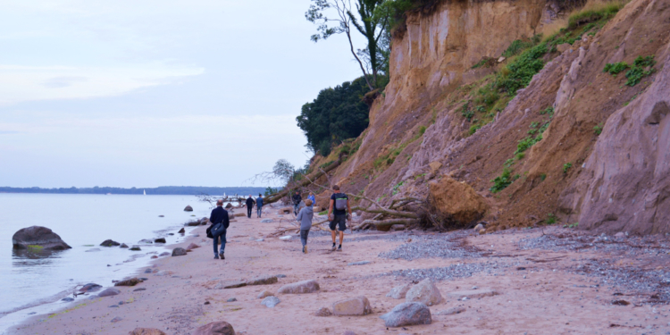 GeoPark: Bernstein bei Nacht sowie Steine und Fossilien am Strand