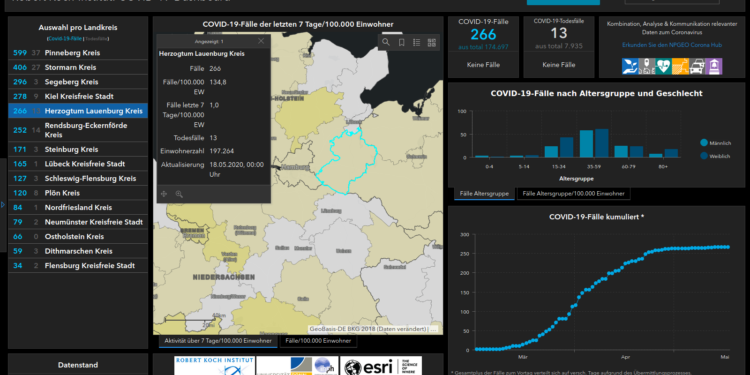 Gemeldete Covid19-Fälle, Stand 18. Mai