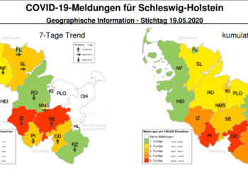 Gemeldete Covid19-Fälle, Stand 20. Mai