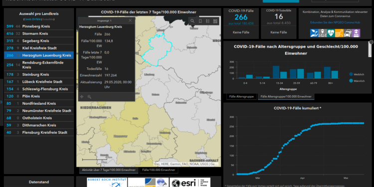 Gemeldete Covid19-Fälle, Stand 29. Mai