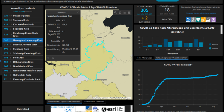 Gemeldete Covid19-Fälle, Stand 28. August
