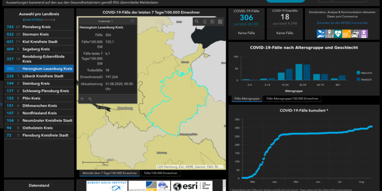 Gemeldete Covid19-Fälle, Stand 31. August