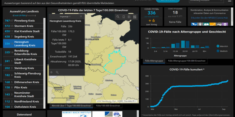 Gemeldete Covid19-Fälle, Stand 17. September