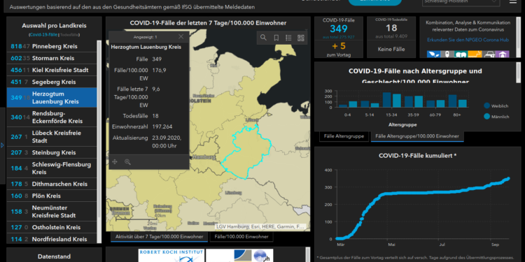 Gemeldete Covid19-Fälle, Stand 23. September