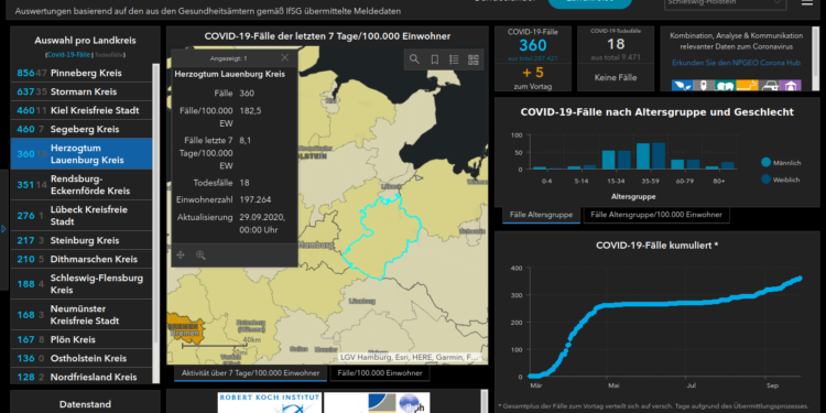 Gemeldete Covid19-Fälle, Stand 29. September