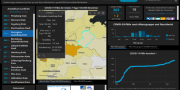 Gemeldete Covid19-Fälle, Stand 3. Oktober