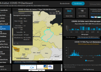 Gemeldete Covid19-Fälle, Stand 4. Oktober