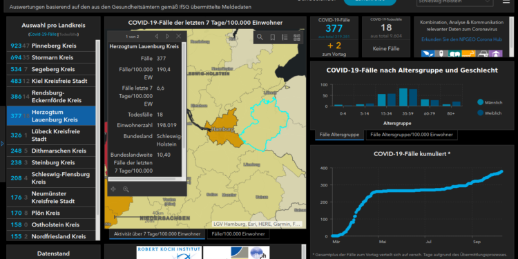 Gemeldete Covid19-Fälle, Stand 10. Oktober