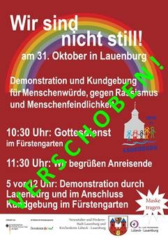 Kundgebung ‚Wir sind nicht still!‘ in Lauenburg wird auf 2021 verschoben