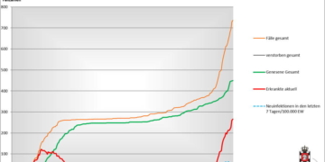 Gemeldete Covid19-Fälle, Stand 9. November