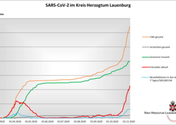 Gemeldete Covid19-Fälle, Stand 3. November