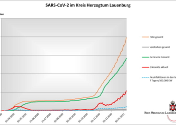 Gemeldete Covid19-Fälle, Stand 8. Januar