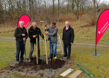 Neue Obstbäume für den Hauptsitz der Kreissparkasse