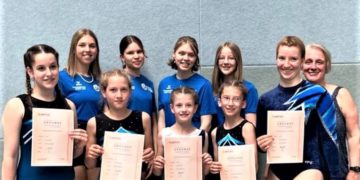 Fünf Turnerinnen vom VfL Geesthacht bei der Landesmeisterschaft