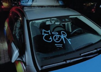 Streifenwagen beim Open Air Musikfestival beschmiert  