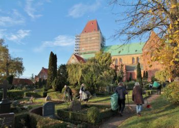 Alle Jahre wieder: Laubharken am Dom