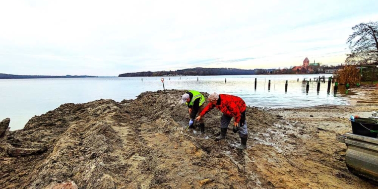 Überreste von slawischer Siedlungsgeschichte an der Seebadestelle Schlosswiese